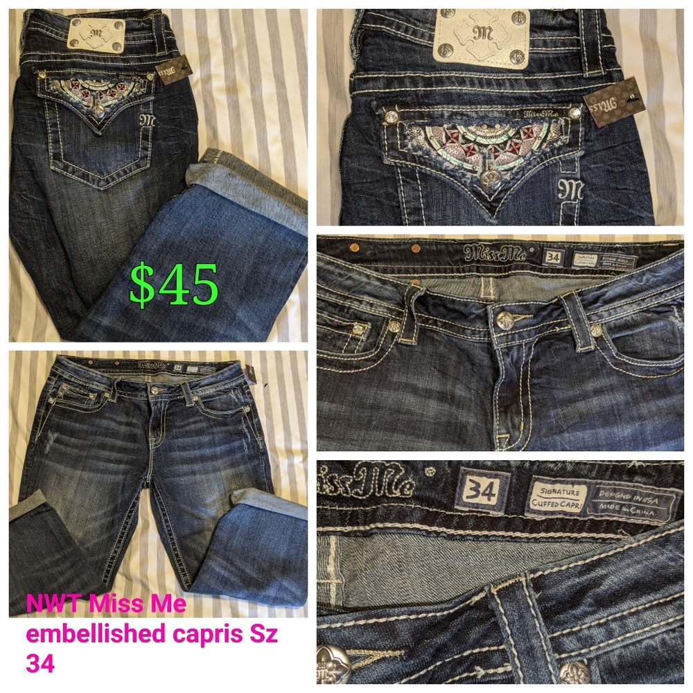 Miss Me embellished capris sz 34